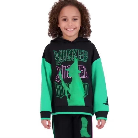 Wicked 2 Piece Black & Green Sweatsuit Girls Size   NWT - Picture 7 of 8